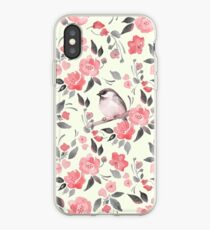 Watercolor floral background with cute bird /2 iPhone Case