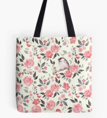 Watercolor floral background with cute bird /2 Tote Bag