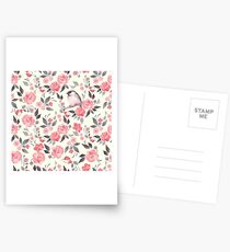 Watercolor floral background with cute bird /2 Postcards