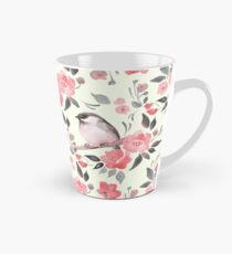 Watercolor floral background with cute bird /2 Tall Mug