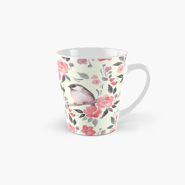 Item preview, Bird and red flowers. Spring watercolor pattern designed and sold by Gribanessa.