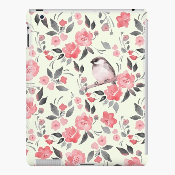 Aquarellblumenhintergrund mit niedlichem Vogel / 2 iPad – Leichte Hülle