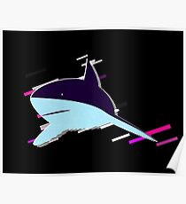 Shark perspective Eighties Retro Violet and Purple Poster