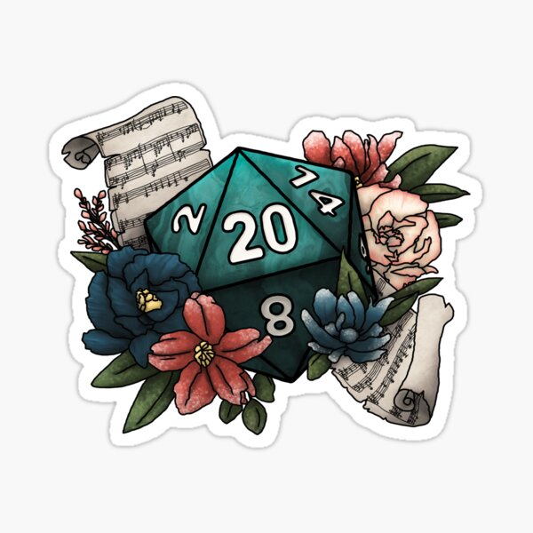 Bard Class D20 - Tabletop Gaming Dice Sticker
