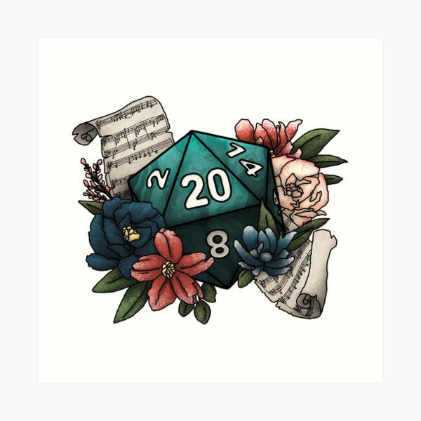 Bard Class D20 - Tabletop Gaming Dice Art Print