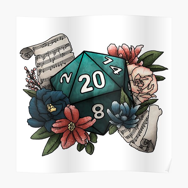 Bard Class D20 - Tabletop Gaming Dice Poster