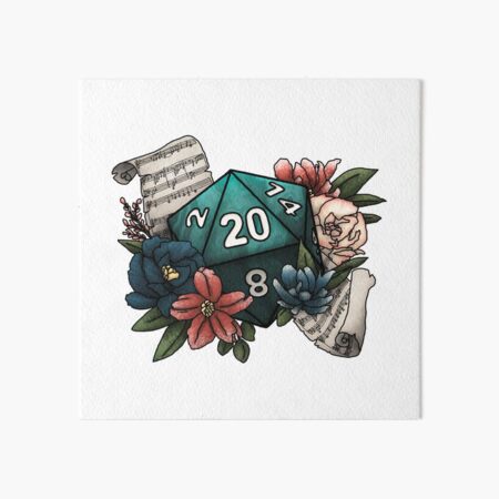 Bard Class D20 - Tabletop Gaming Dice Art Board Print