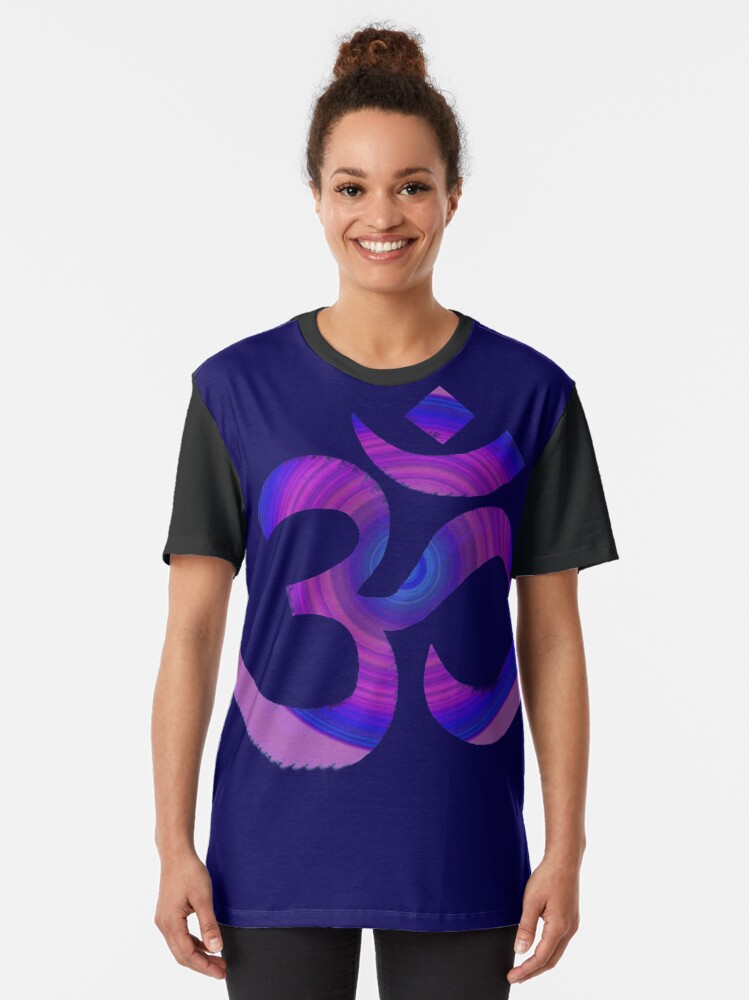 Alternate view of Om Yoga Meditation Design, Purple + Pink, Namaste! Graphic T-Shirt