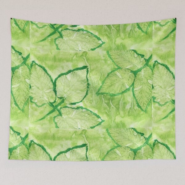 Aperçu de l'œuvre Texture peinte verte avec des feuilles créée et vendue par AnnArtshock.
