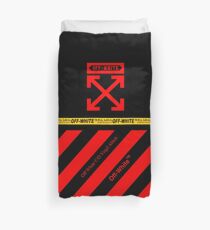 Off White Cover Full Black and Red Stripes Duvet Cover