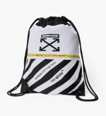 Off White Cover Full Black and White Stripes Drawstring Bag