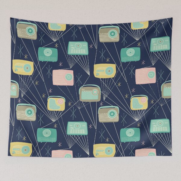 Item preview, Mid-century Modern Transistor Radios and Atomic Stars / Dark Blue designed and sold by Markéta Stengl.