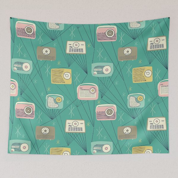 Item preview, Mid-century Modern Transistor Radios and Atomic Stars / Teal designed and sold by Markéta Stengl.