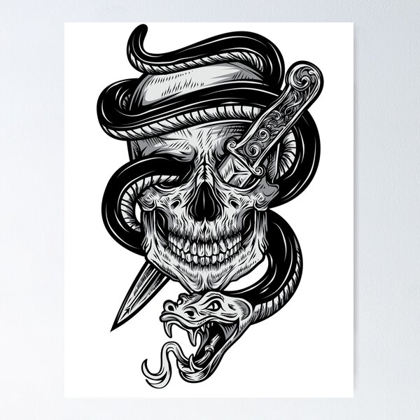 Gangster skull tattoo. Death head with cigar and hat vector #1 Canvas Print  / Canvas Art by Dean Zangirolami - Pixels Merch