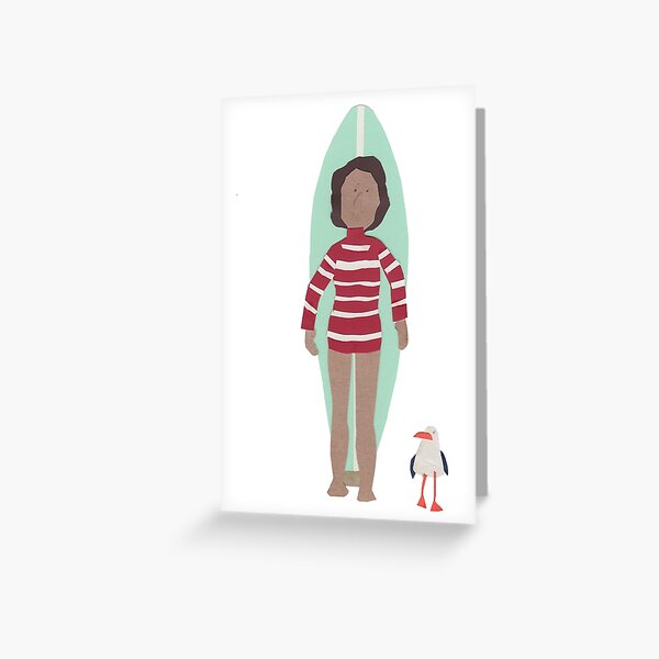 Stripy longboarder with seagull Greeting Card