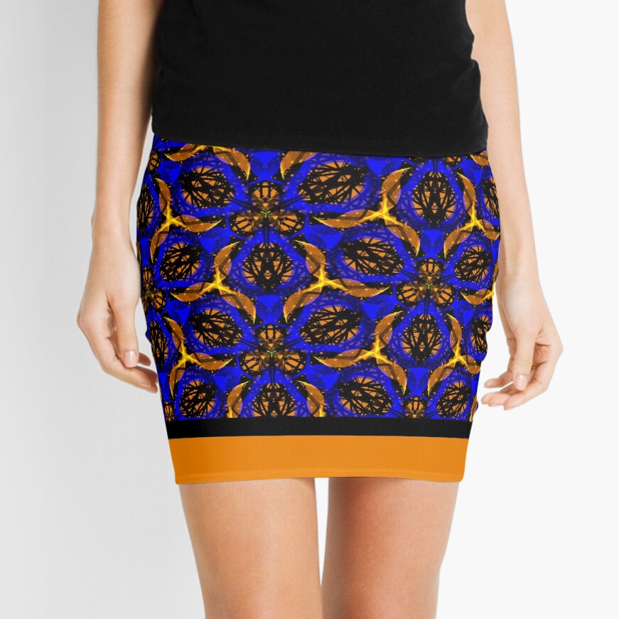 Blue yellow African print Mini Skirt