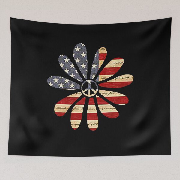 Item preview, Hippie Flower Power Peace Sign American Flag designed and sold by Swigalicious.
