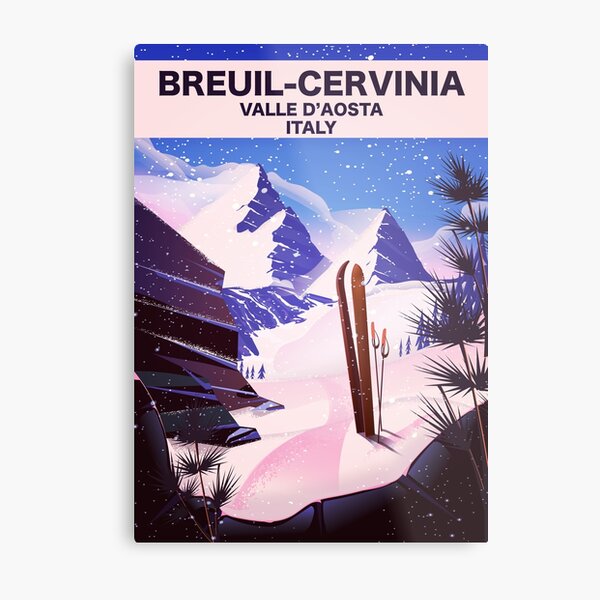 Breuil-Cervinia Valle d’Aosta Italy Ski poster Metal Print