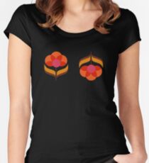 Retro Flower - Black Women's Fitted Scoop T-Shirt