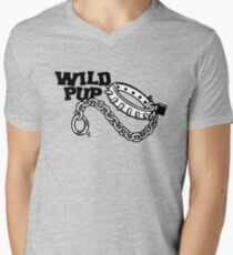 Wild Pup Play Collar Spiked Chain and Lock for Puppy Men's V-Neck T-Shirt