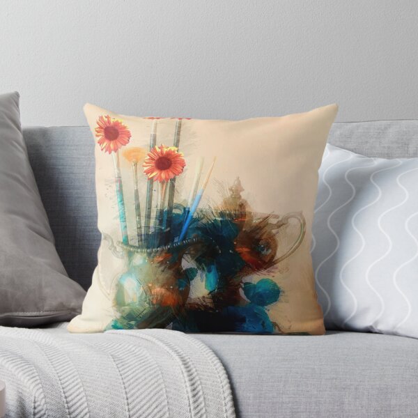 BLUE FRENZY Throw Pillow
