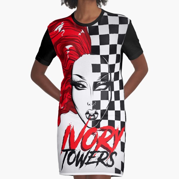 Ivory Towers - Checkerboard Queen Graphic T-Shirt Dress