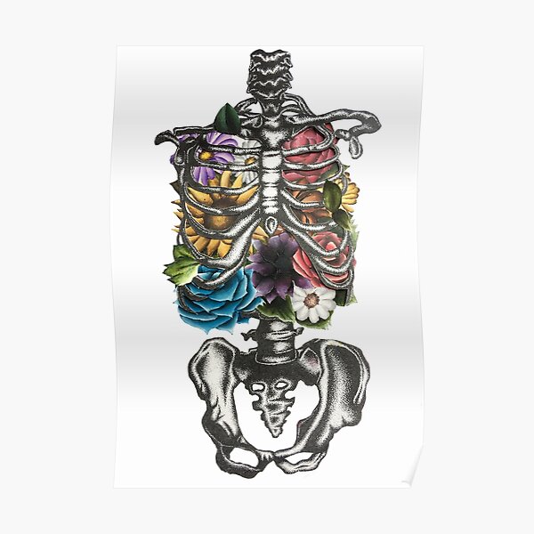 "Floral Pointillism Skeleton" Poster by evebeesley | Redbubble