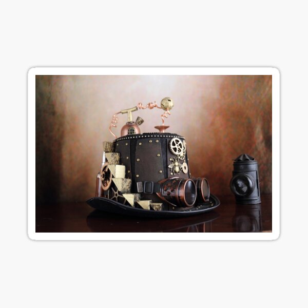 Steampunk distiller hat prohibitionism Sticker