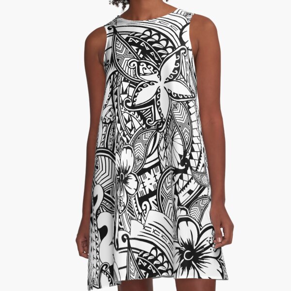 It's Not Always Black Or White Polynesian Tattoos A-Line Dress