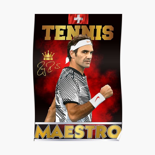 Sport Roger Federer Tennis-Vorlagen-T-Shirt Poster