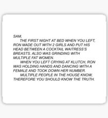 Anonymous Letter to Sammi Sticker