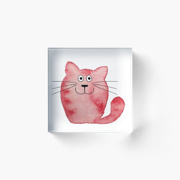 Smiling Red Cat Acrylic Block