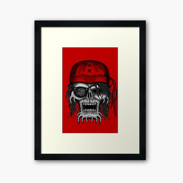 Errorface Pirate Skull Framed Art Print