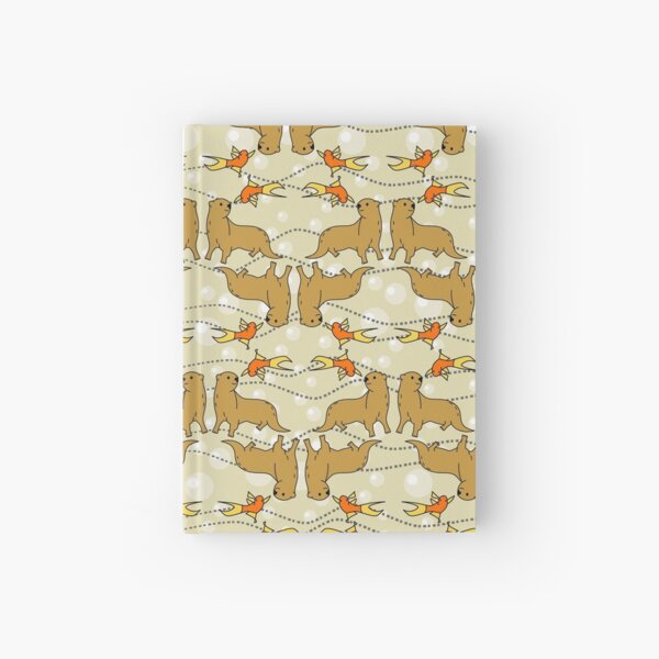 Friendly Little Otter with Goldfish Friend Hardcover Journal