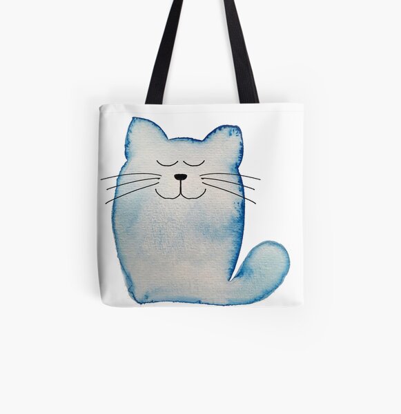 calm blue cat All Over Print Tote Bag