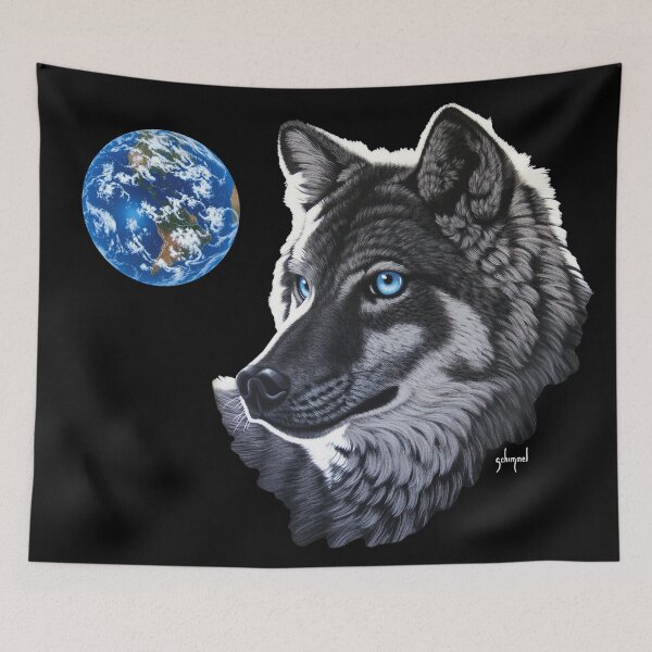 Item preview, Blue-Eyed Wolf and Earth  designed and sold by Schim Schimmel.