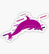Dolphin animal Eighties Retro Violet and Purple Sticker
