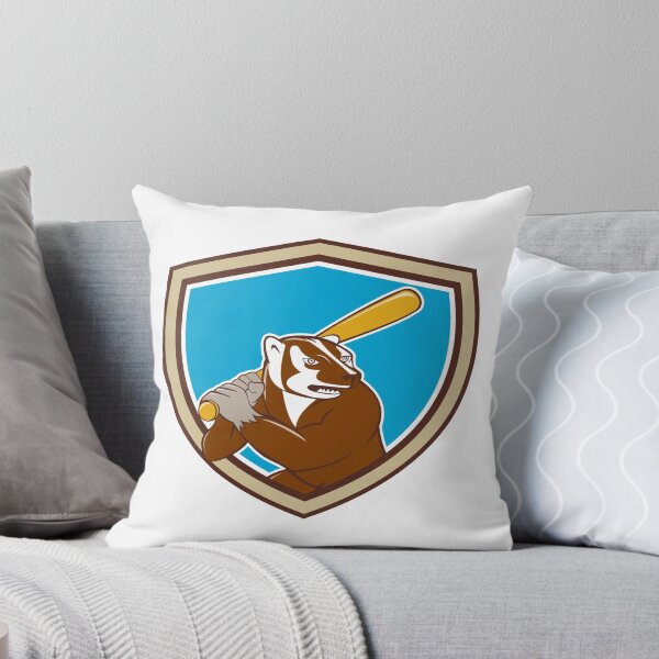Item preview, Badger Baseball Player Batting Shield Cartoon designed and sold by patrimonio.