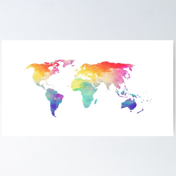 Item preview, rainbow watercolor world map designed and sold by anna s. designs.