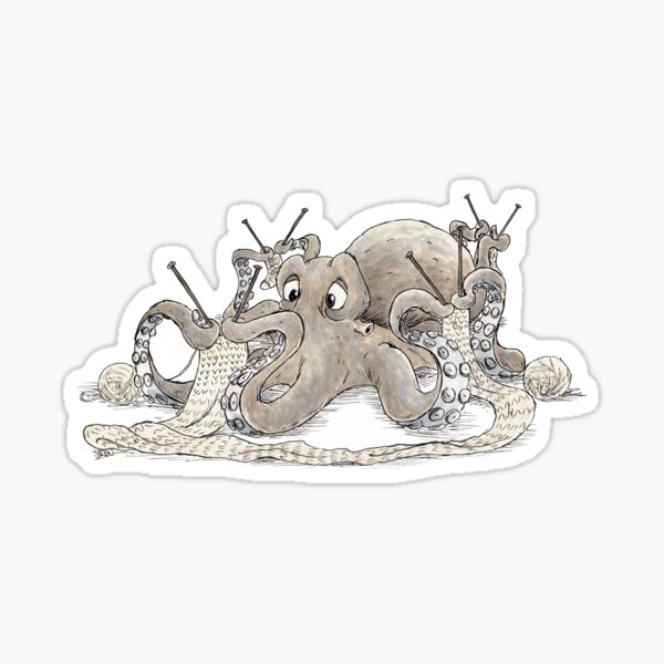 Knitting Octopus Sticker