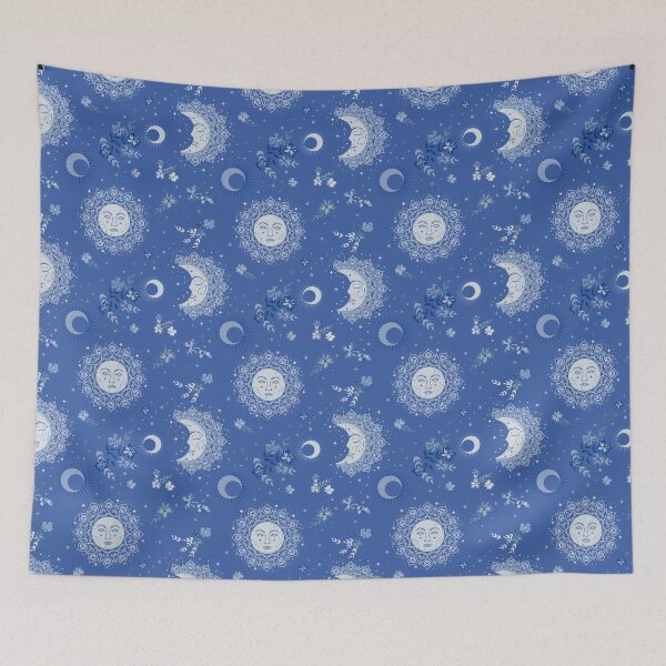 Item preview, Bohemian seamless pattern with sun, moon, stars and flowers. Vintage style. Gypsy and folk motifs. designed and sold by MilaOkie.