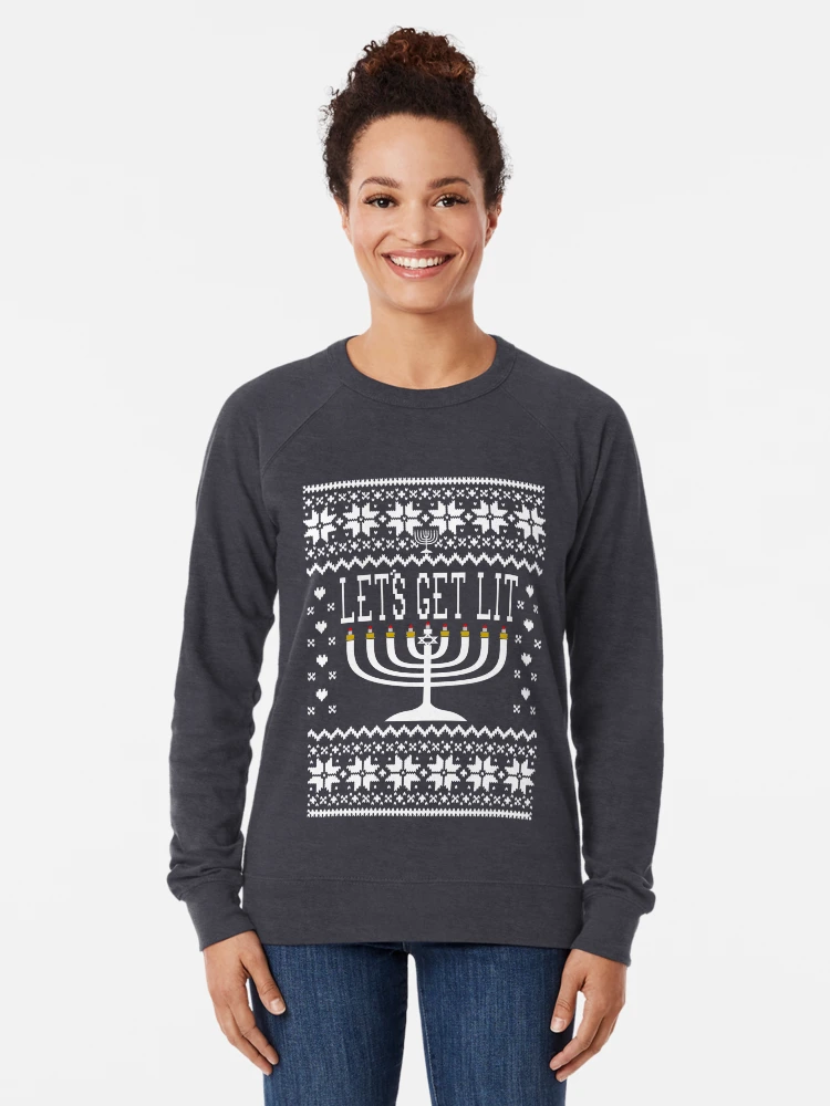 Let's get lit online christmas sweater womens