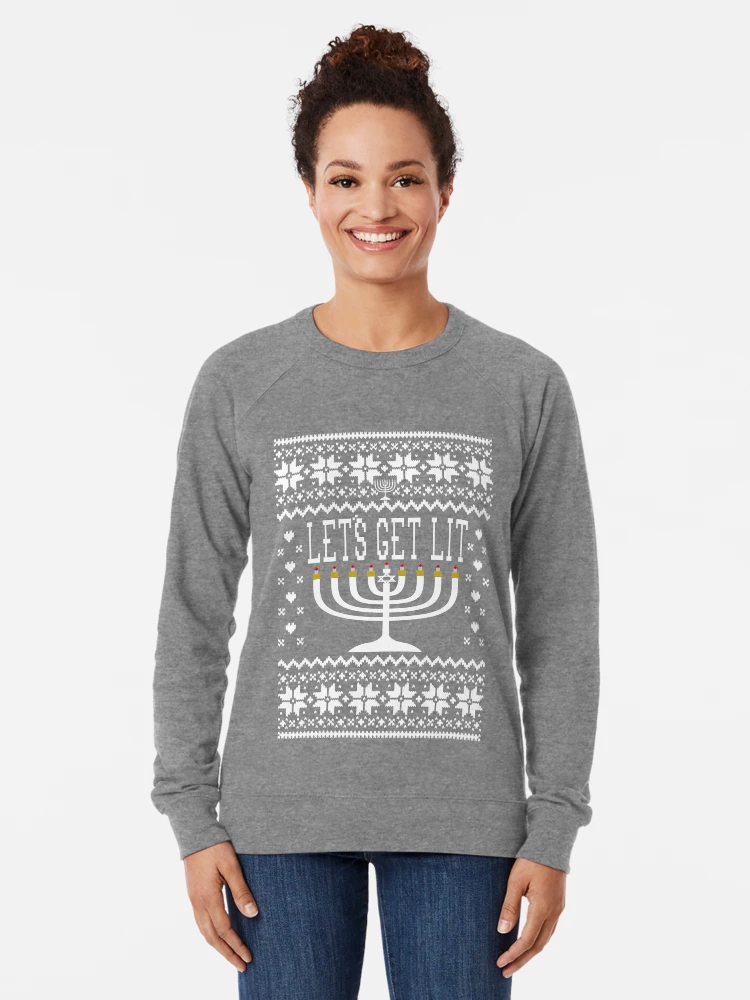 Lets Get Lit Ugly Hanukkah Sweater Style