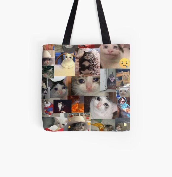 Crying Cat All Over Print Tote Bag