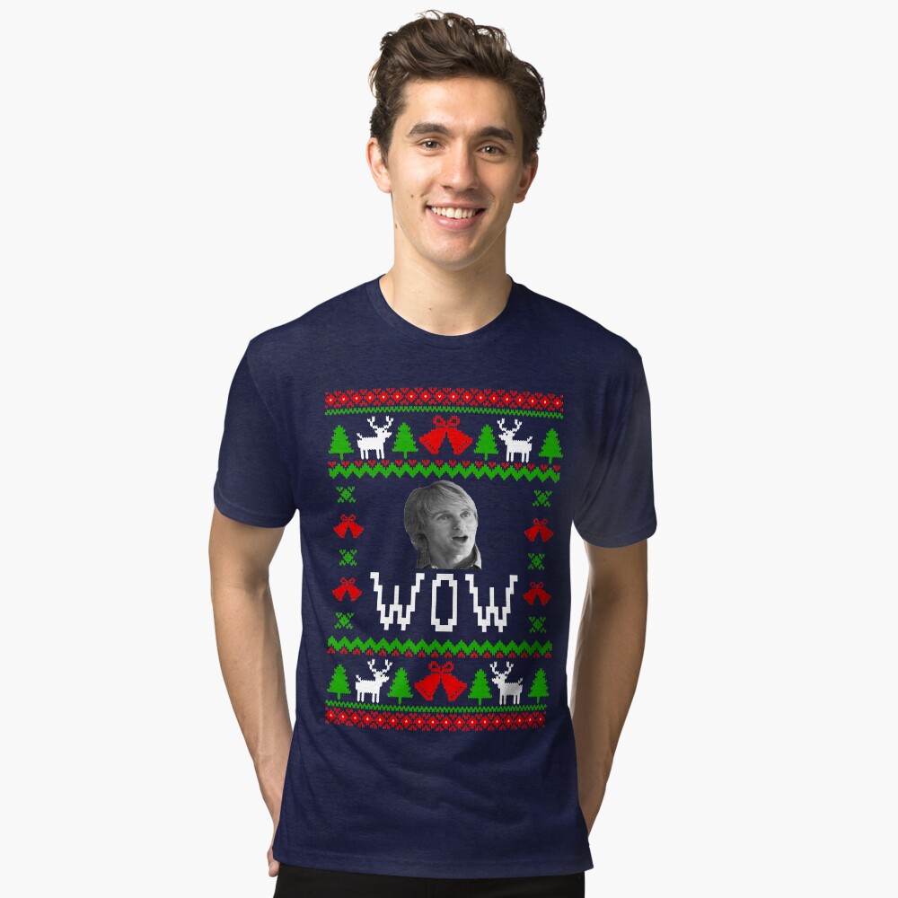 WOW Owen Wilson Ugly Christmas Sweater Style Lightweight Hoodie for Sale by Christmas Tees Redbubble