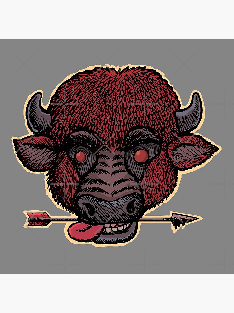 mad buffalo with a arrow in the teeth by duxpavlic