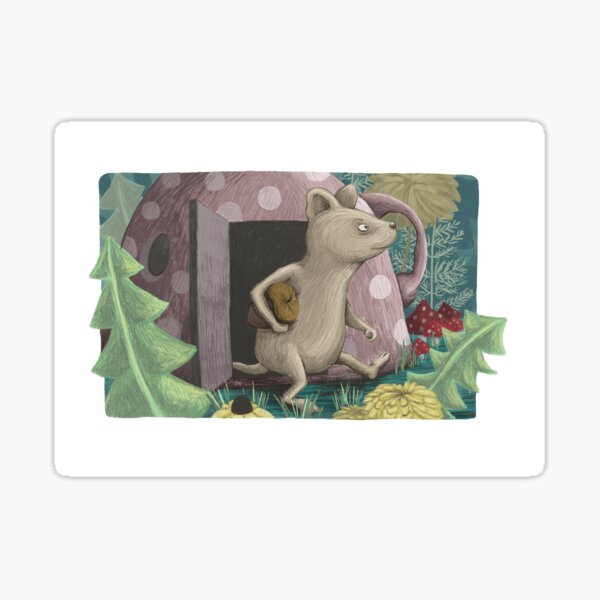 Little mouse on a forest stroll Sticker