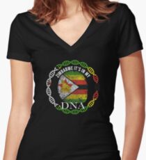 Zimbabwe Its In My DNA - Zimbabwe Zimbabwean Flag In Thumbprint Shirt mit V-Ausschnitt