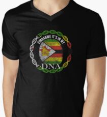Zimbabwe Its In My DNA - Zimbabwe Zimbabwean Flag In Thumbprint T-Shirt mit V-Ausschnitt für Männer