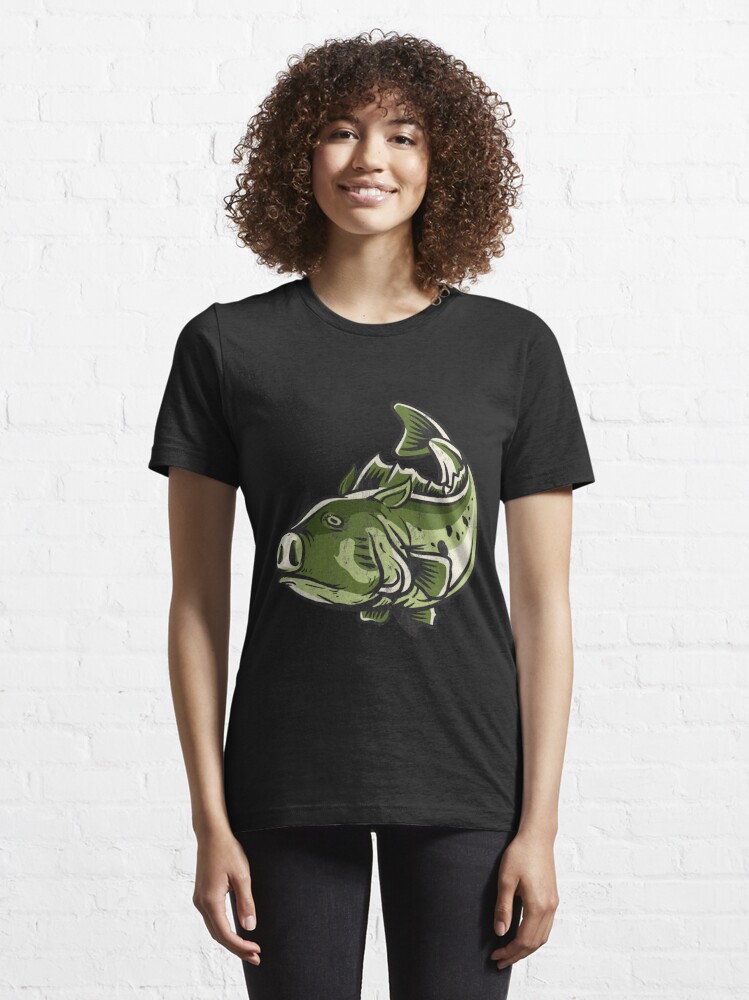 Funny Bass Fishing Men Women Jig Pig T-Shirt by Noirty Designs